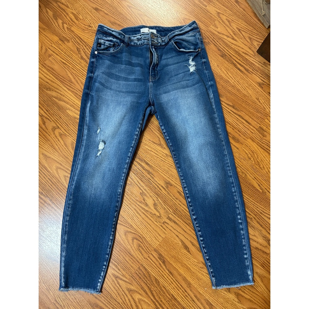 KanCan Distressed Medium Wash Skinny Jeans Raw Hem KC7317M-P XL